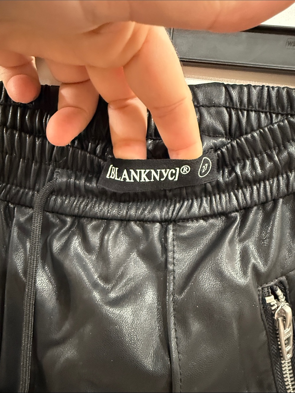 Blank NYC Black Faux-Leather Track Joggers - Picture 9 of 11